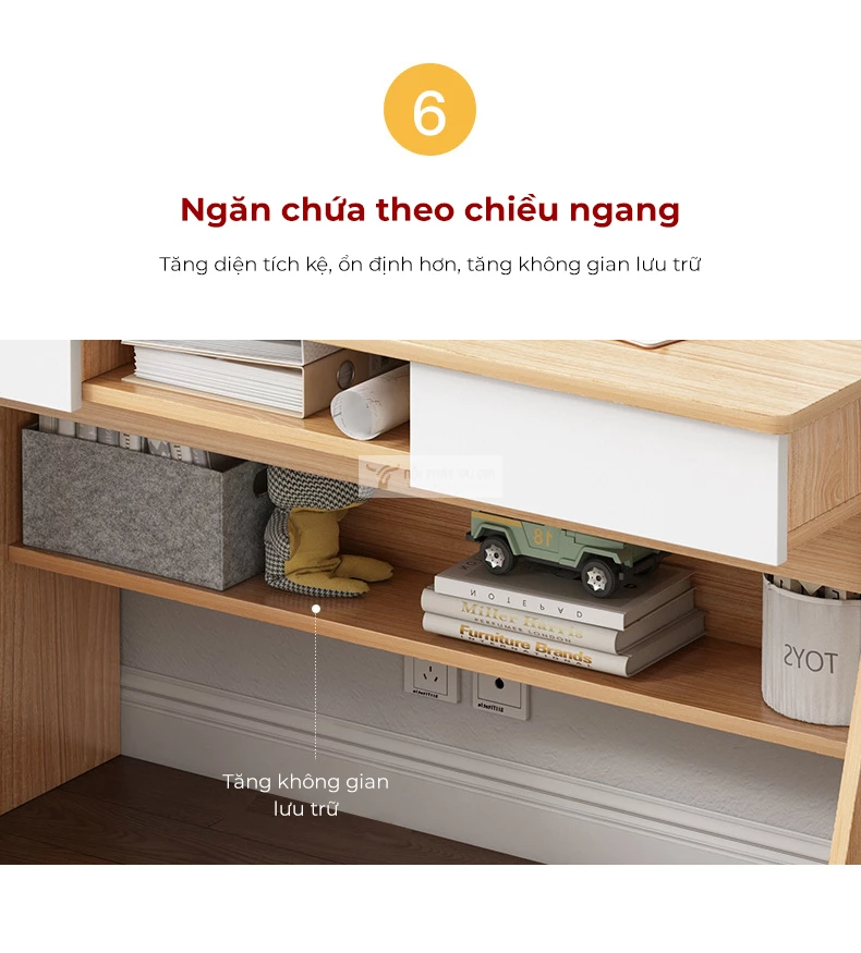 thiết kế lưu trữ tiện lợi của Bàn học sinh tối giản thiết kế hiện đại SD192