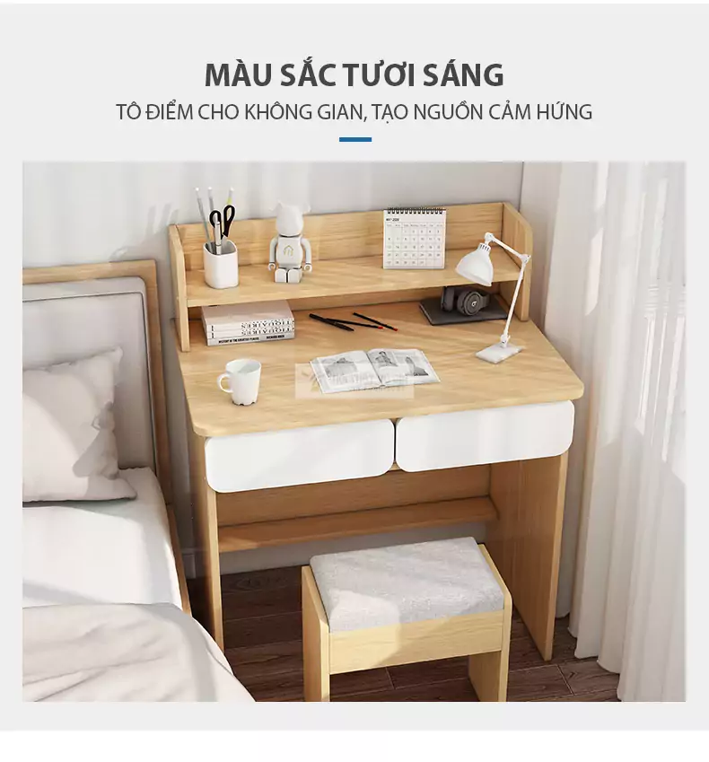 thiết kế màu sắc tươi sáng của Bàn học thiết kế nhỏ gọn, tối ưu không gian SD62