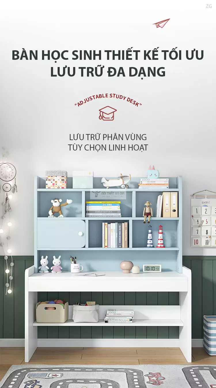 Bàn học thiết kế thông minh, tối ưu không gian SD57