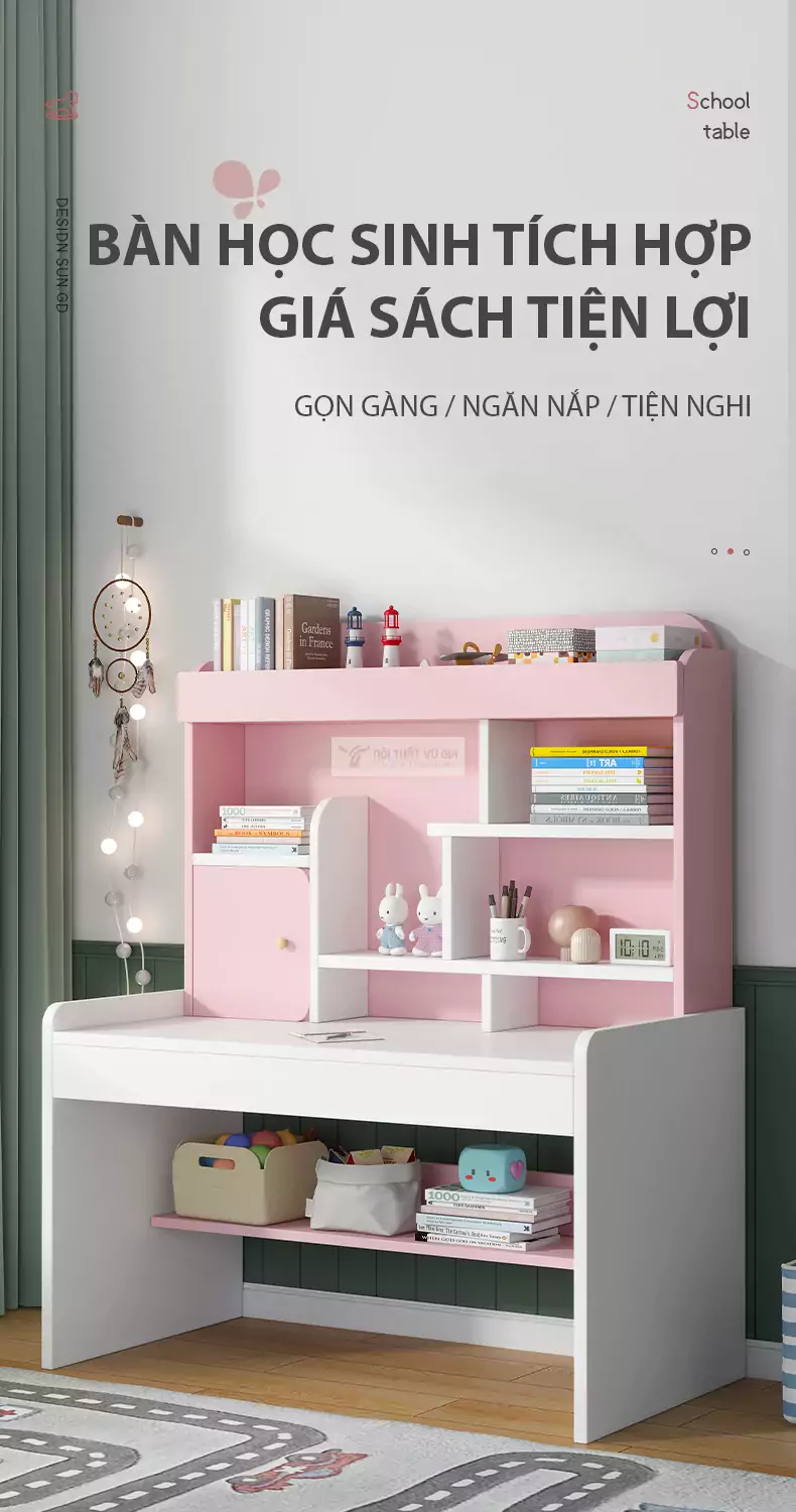 Bàn học tích hợp kệ sách SD60