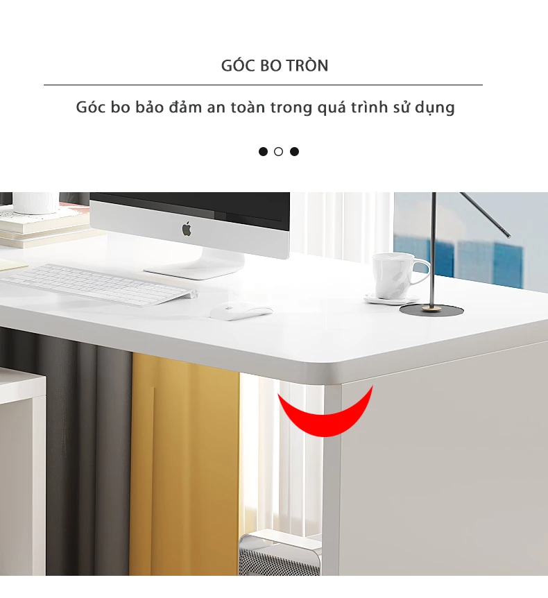 thiết kế góc bo bảo đảm an toàn của Bàn học xoay thông minh có giá sách SD132