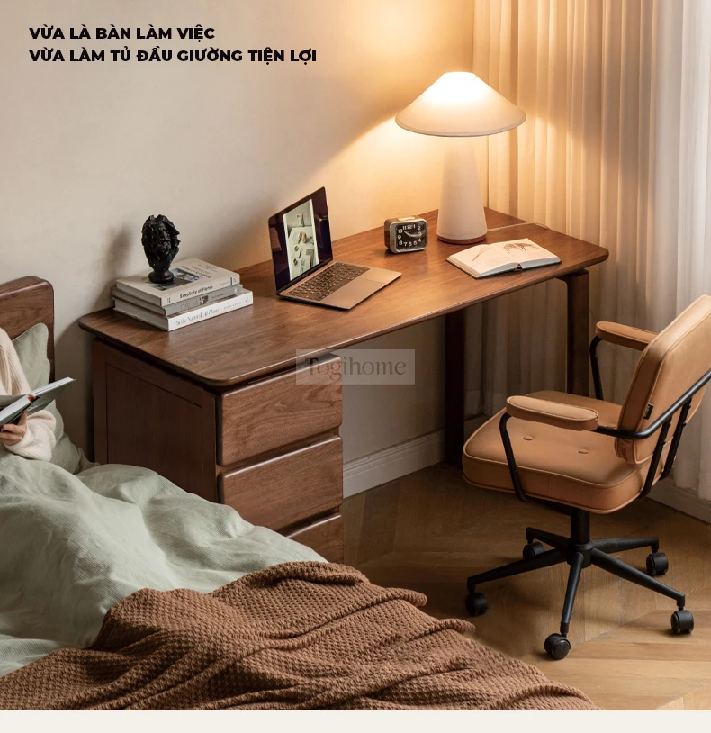 Bàn Làm Việc Bàn Học Gỗ Tự Nhiên Togismart BTG 069 – Thiết kế hiện đại, tối giản, sử dụng gỗ tự nhiên bền bỉ, đường nét thanh thoát. Phù hợp làm bàn học, bàn làm việc tại nhà hay văn phòng. Mang đến không gian làm việc thoải mái, tinh tế và hài hòa với nội thất