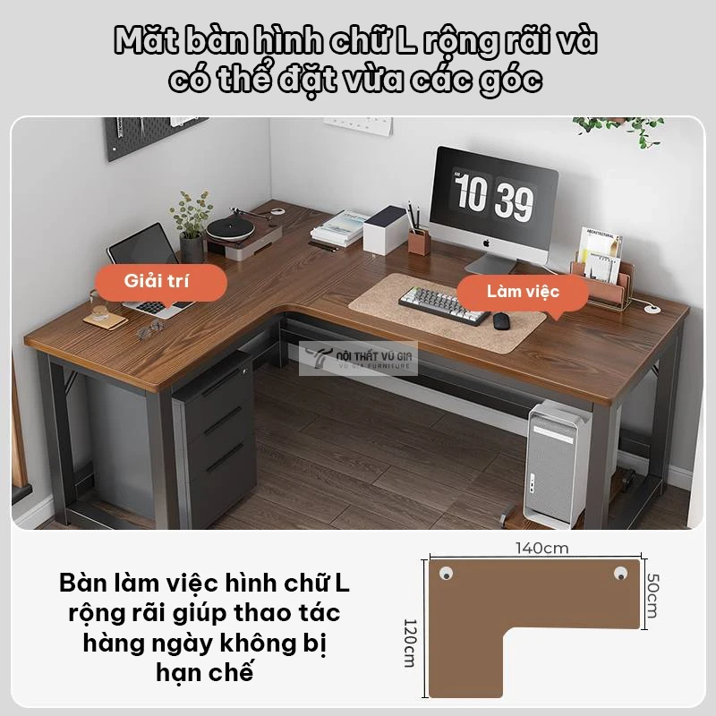 chi tiết Bàn làm việc chữ L phong cách hiện đại SD217