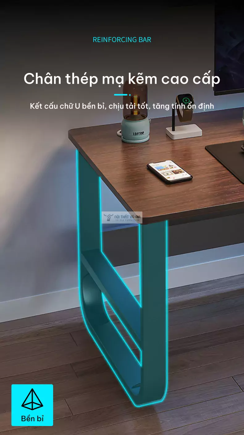 Bàn làm việc đôi thiết kế hiện đại, lưu trữ tiện lợi SD25 sử dụng chân thép mạ kẽm cao cấp