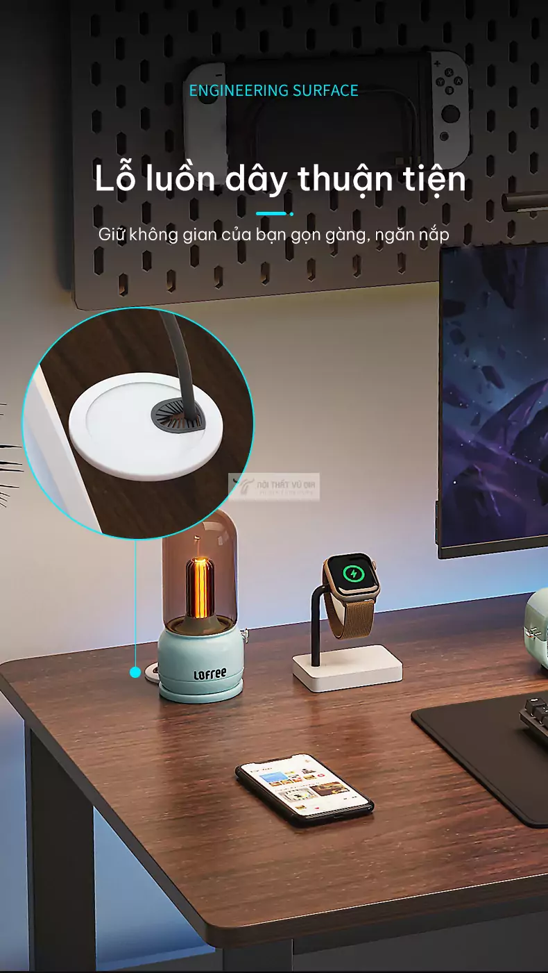 Bàn làm việc đôi thiết kế hiện đại, lưu trữ tiện lợi SD25 trang bị lỗ luồn dây tiện lợi