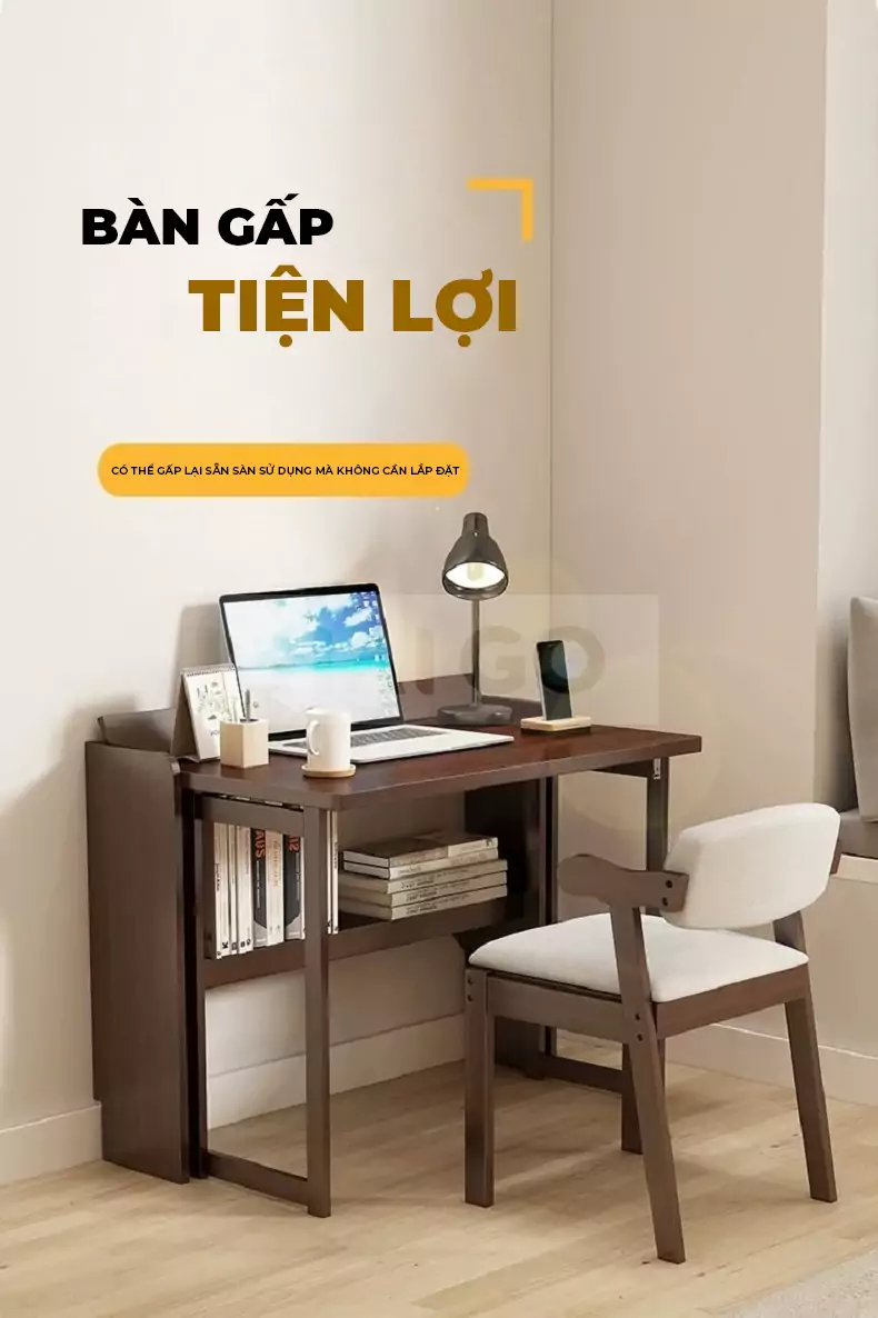 Bàn Làm Việc Gấp Gọn Đa Năng Gỗ Tự Nhiên Haigo BGT126