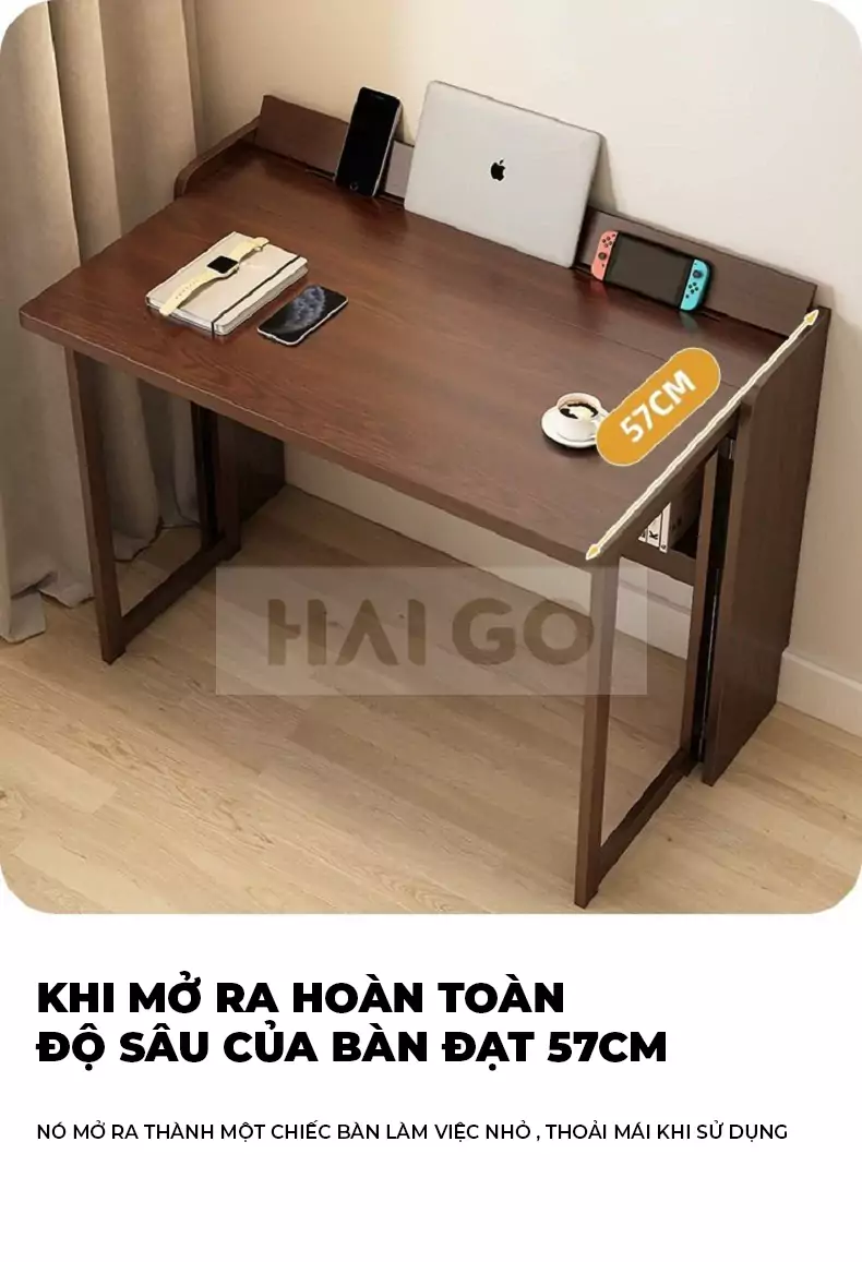 Bàn Làm Việc Gấp Gọn Đa Năng Gỗ Tự Nhiên Haigo BGT126