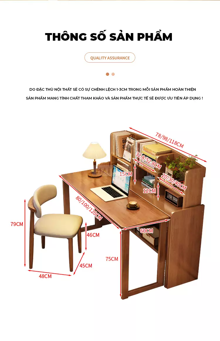 Bàn Làm Việc Gấp Gọn Đa Năng Haigo BGT188