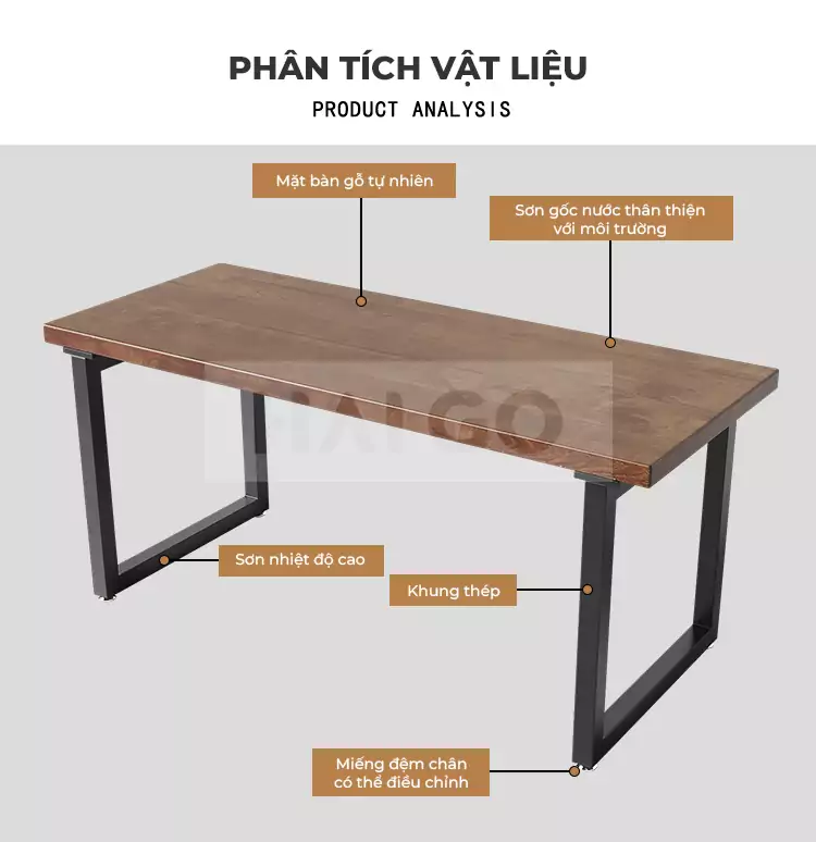 Bàn Làm Việc Gỗ Tự Nhiên Cao Cấp Haigo BGT092