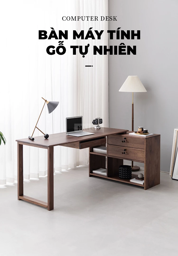 Bàn Làm Việc Gỗ Tự Nhiên Cao Cấp Haigo BGT277