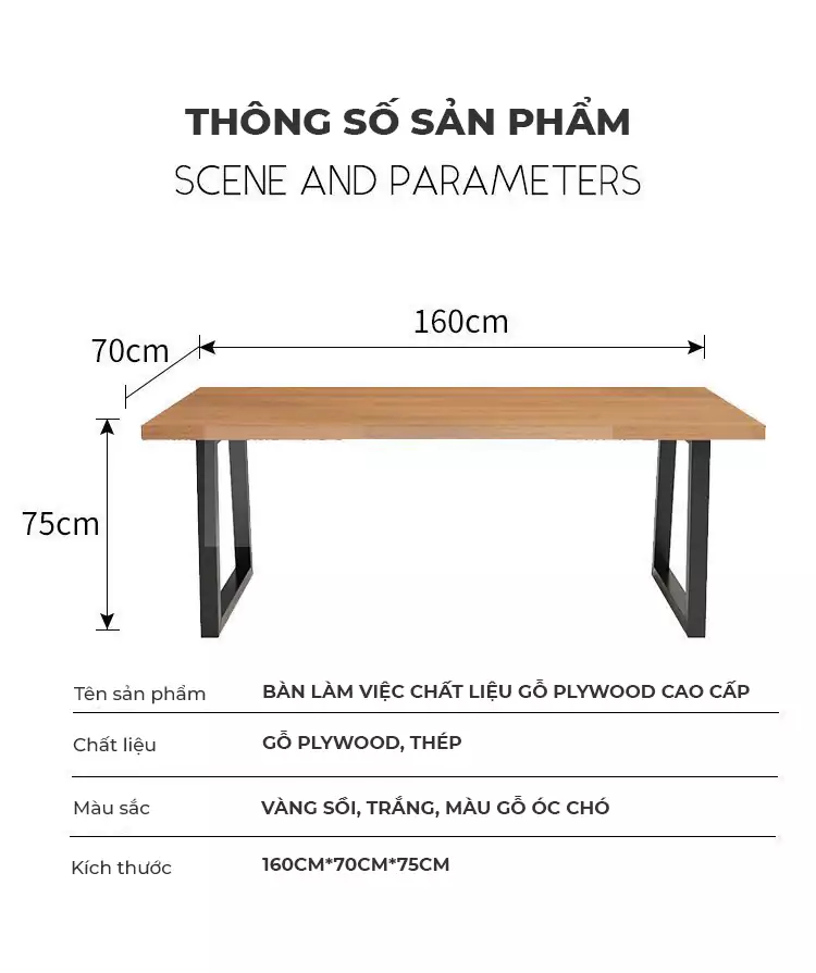 Bàn Làm Việc Gỗ Tự Nhiên Haigo BGT031