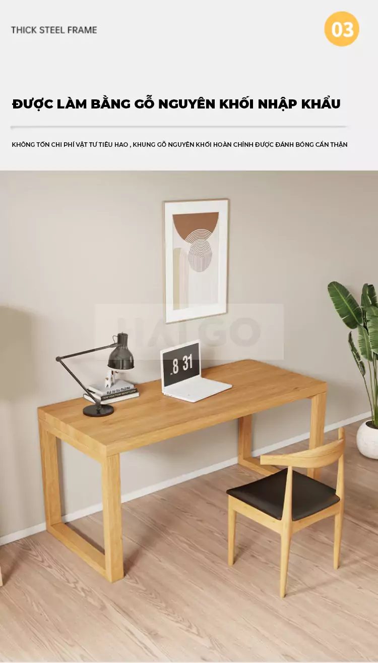 B&agrave;n L&agrave;m Việc Gỗ Tự Nhi&ecirc;n Haigo BGT127