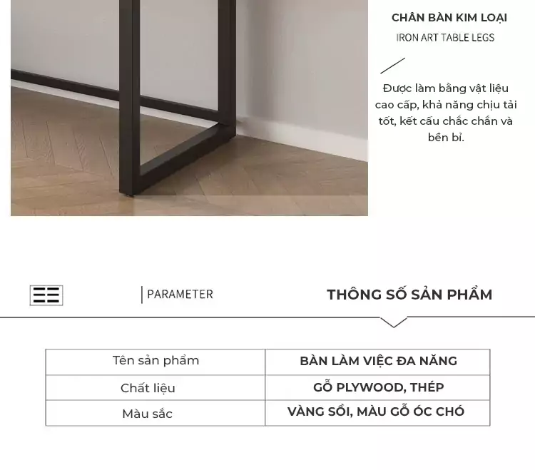 Bàn Làm Việc Gỗ Tự Nhiên Tích Hợp Kệ Sách Haigo BGT027