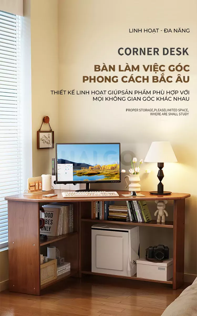 Bàn Làm Việc Góc Đa Năng Haigo BGT069