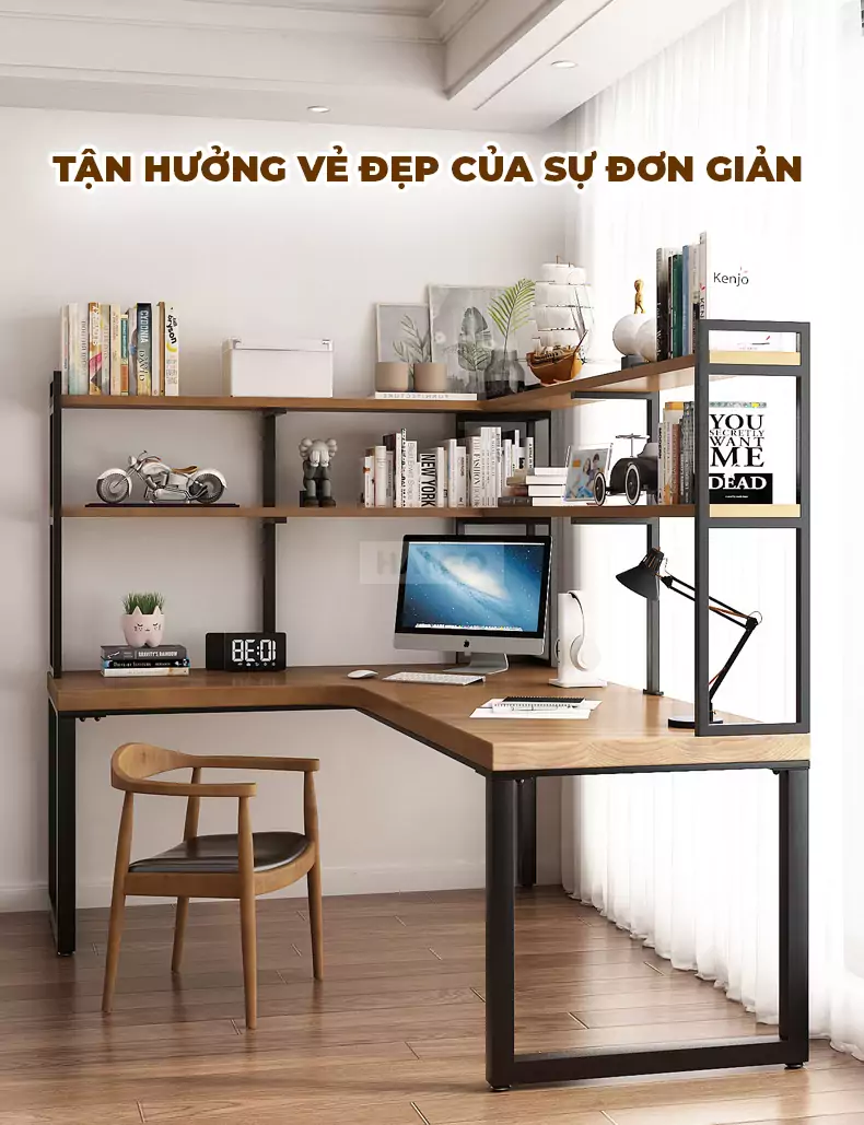 Bàn Làm Việc Góc L Kết Hợp Kệ Sách Đa Năng Haigo BGT159