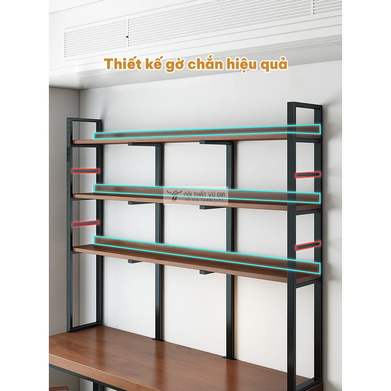 thiết kế gờ chắn hiệu quả của Bàn làm việc kết hợp giá sách SD170