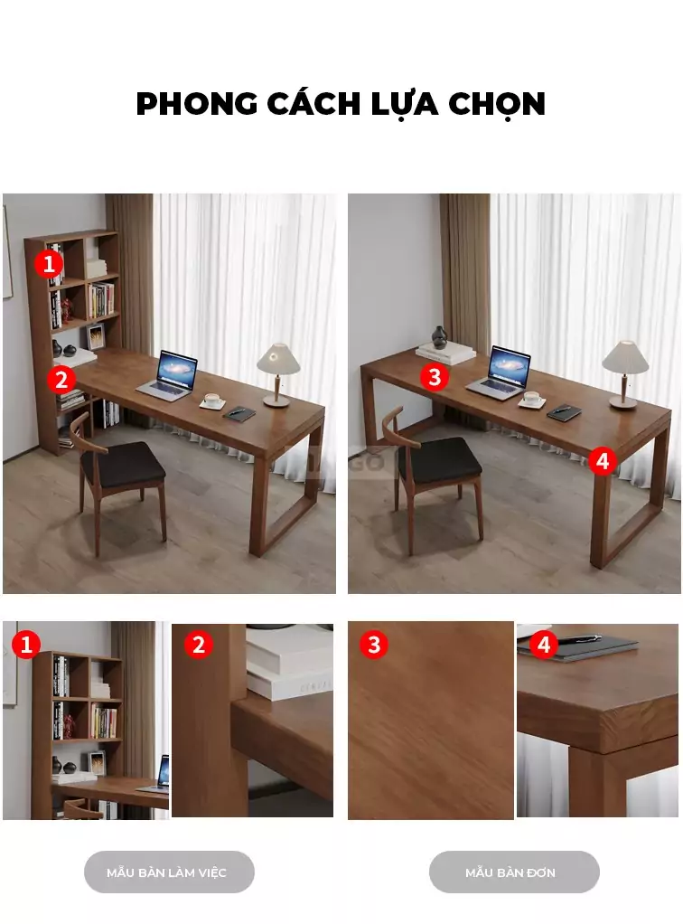 Bàn Làm Việc Kết Hợp Tủ Sách Đa Năng Haigo BGT160