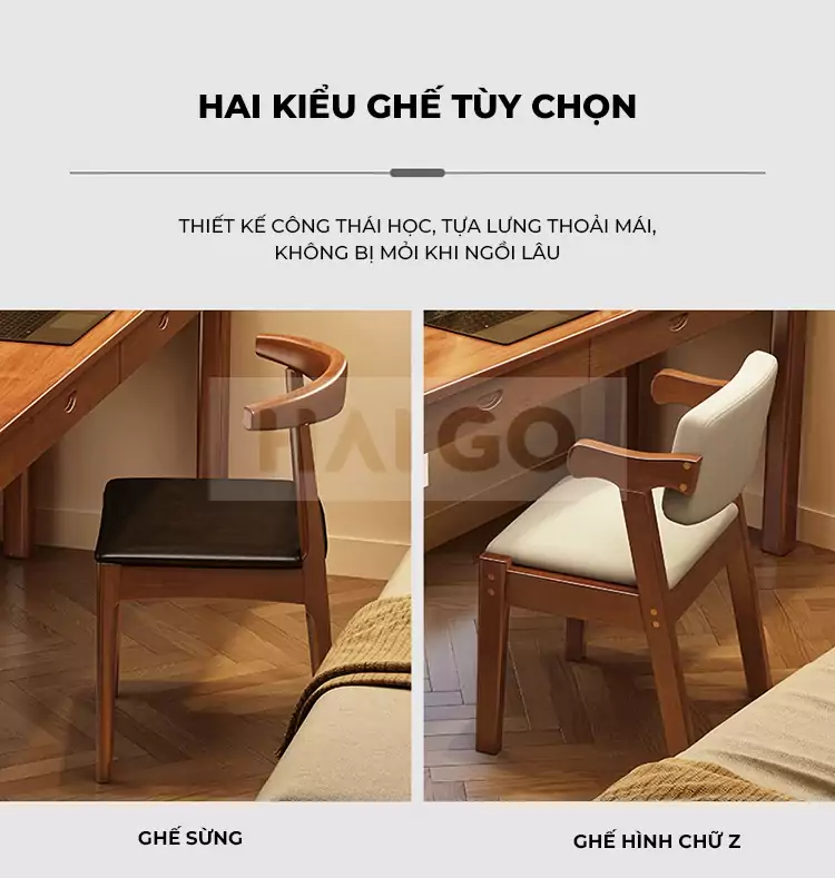 Bàn Làm Việc Tích Hợp Ngăn Kéo Gỗ Tự Nhiên Haigo BGT063