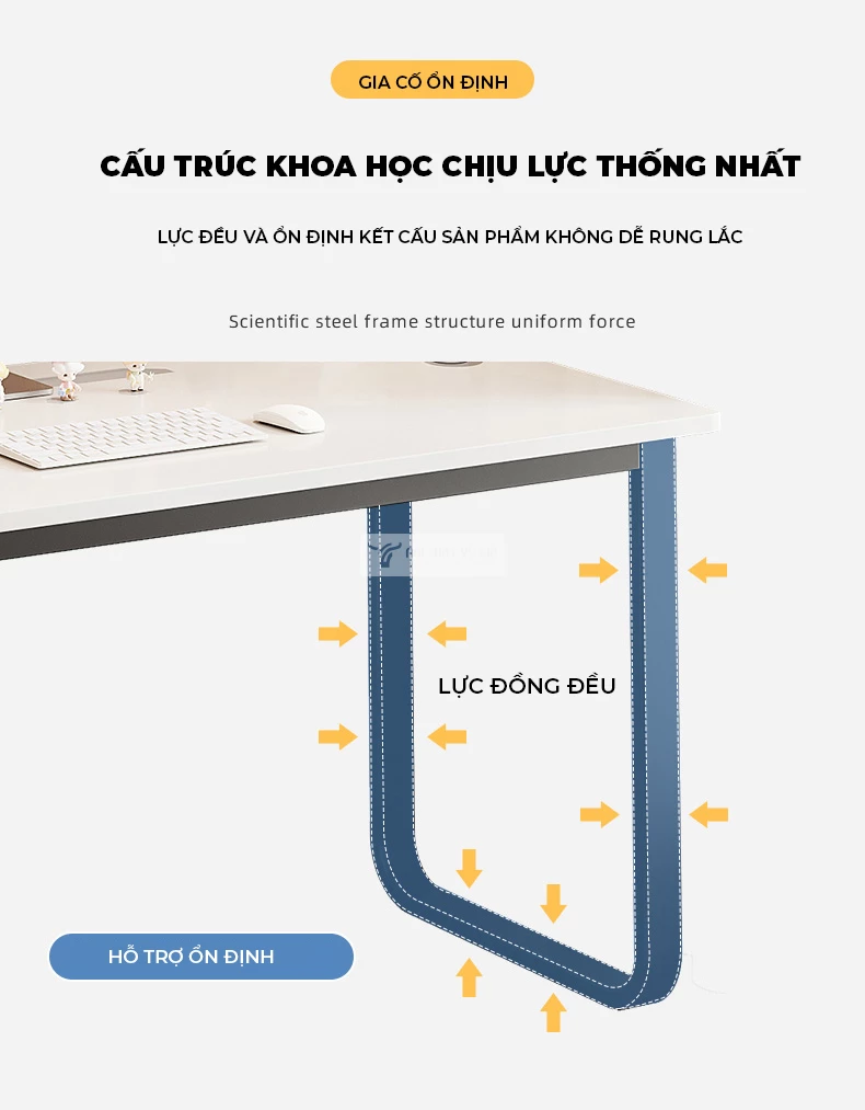 Bàn làm việc tối giản tích hợp tủ ngăn kéo SD157 sử dụng chân kim loại chắc chắn