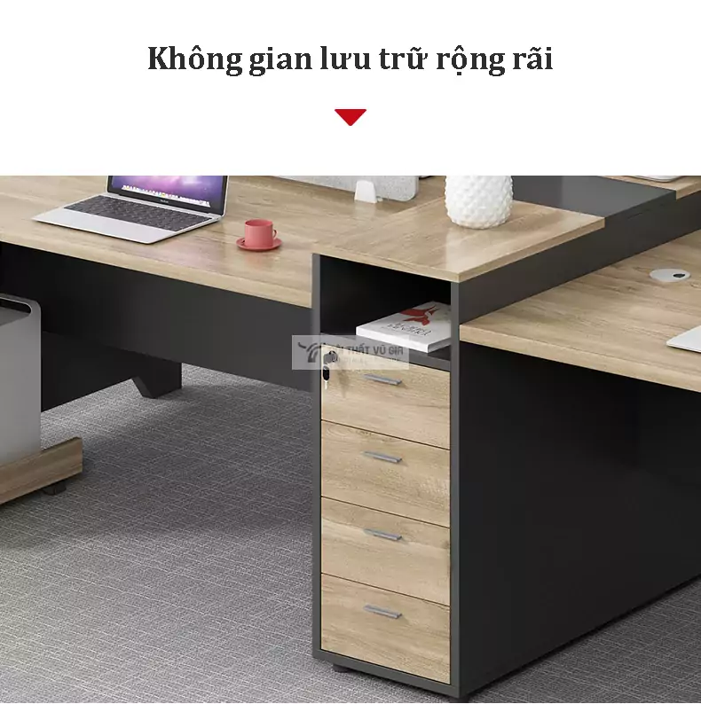 thiết kế tích hợp tủ lưu trữ rộng rãi của Bàn làm việc văn phòng thiết kế hiện đại SD86