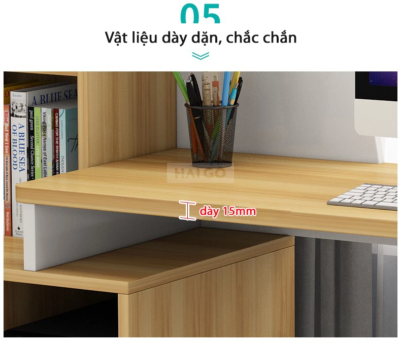 Bàn Máy Tính Kết Hợp Kệ Sách Đa Năng Haigo BHS228