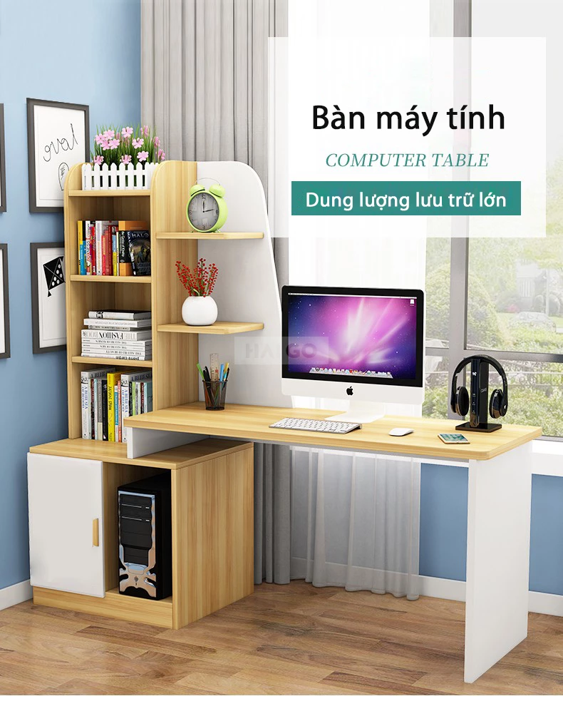 Bàn Máy Tính Kết Hợp Kệ Sách Đa Năng Haigo BHS228