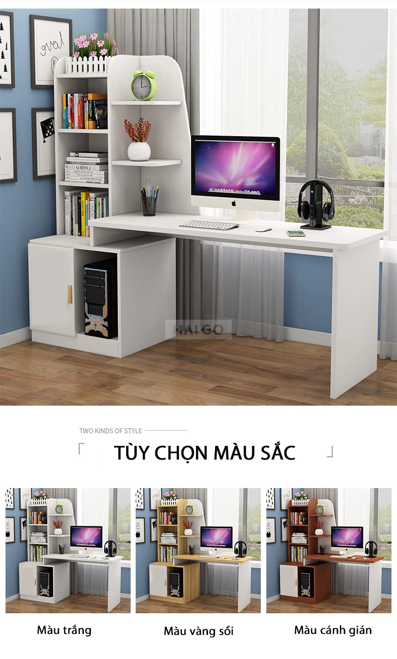 Bàn Máy Tính Kết Hợp Kệ Sách Đa Năng Haigo BHS228