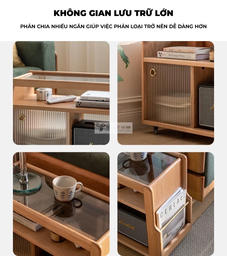 không gian lưu trữ của Bàn phụ cạnh sofa gỗ tự nhiên thiết kế hiện đại CBK10