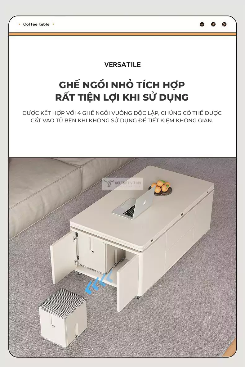 thiết kế tích hợp ghế tiện lợi của Bàn thông minh đa năng thiết kế hiện đại KC13