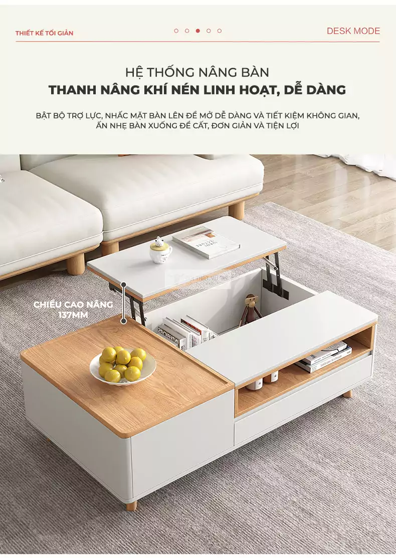 Bàn thông minh thiết kế nhỏ gọn KC19 trang bị hệ thống thanh nâng cao cấp