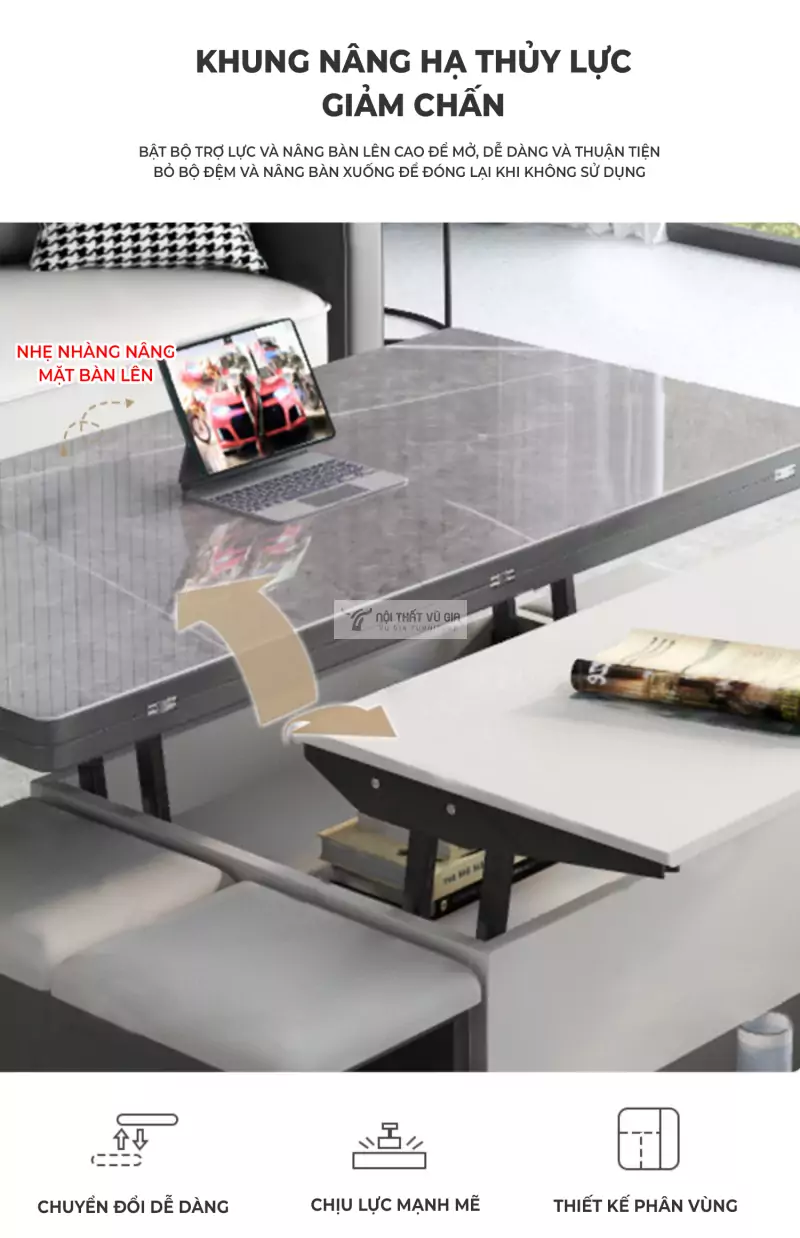 Bàn thông minh tích hợp đa năng KC17 trang bị thang nâng cao cấp