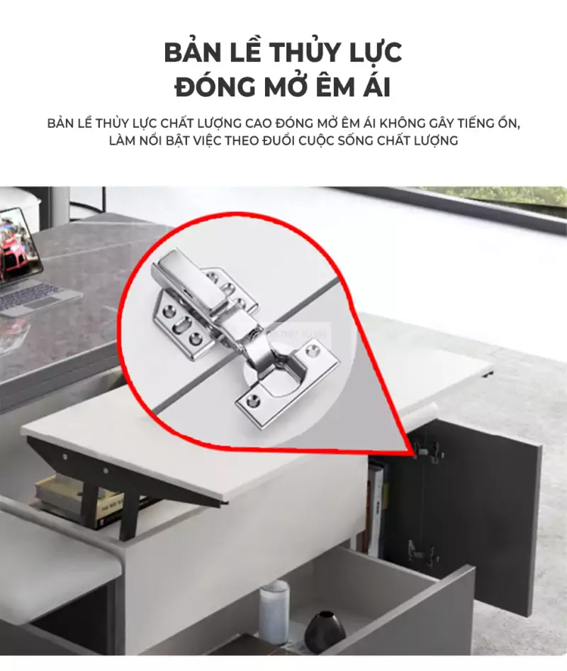Bàn thông minh tích hợp đa năng KC17 sử dụng bản lề giảm chấn cao cấp