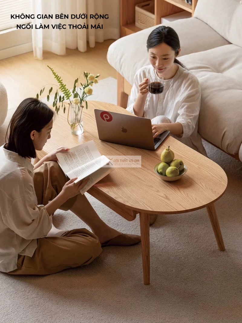 không gian làm việc thoáng rộng với Bàn trà gỗ tự nhiên phòng cách tối giản, hiện đại CBK12