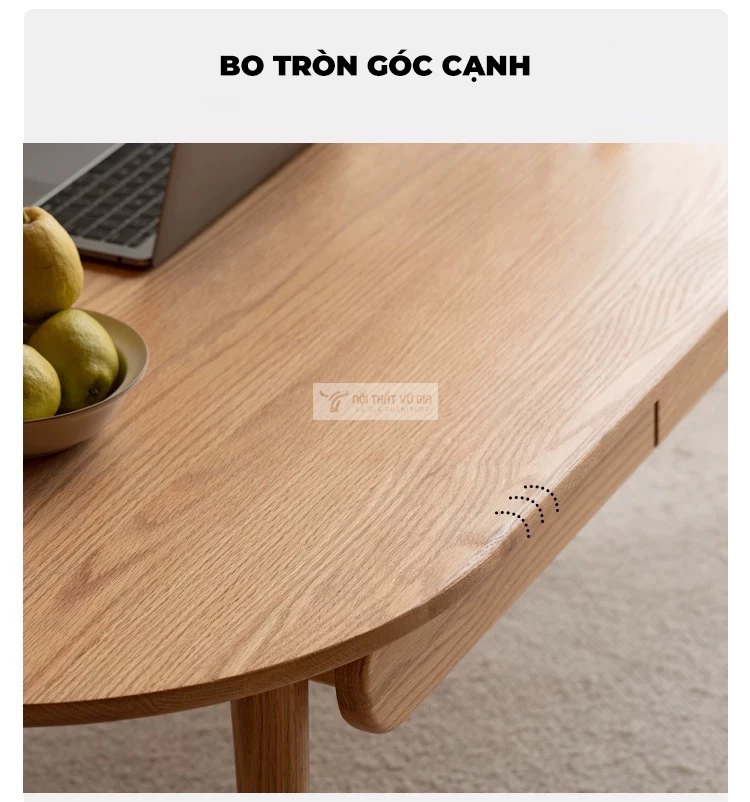 bo tròn mềm mại với Bàn trà gỗ tự nhiên phòng cách tối giản, hiện đại CBK12