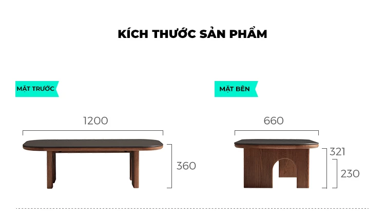Bàn Trà Gỗ Tự Nhiên Phòng Khách Haigo BT345