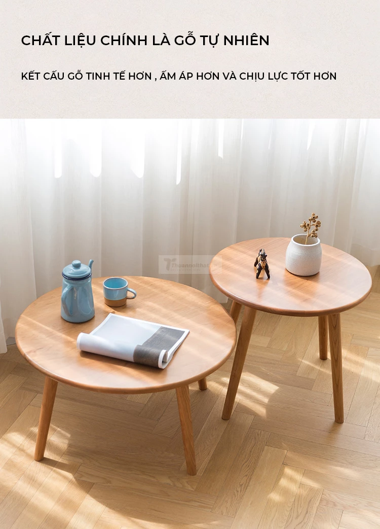 Bàn Trà Tròn Để Cạnh Sofa Bo Tròn Hiện Đại Haigo BT335