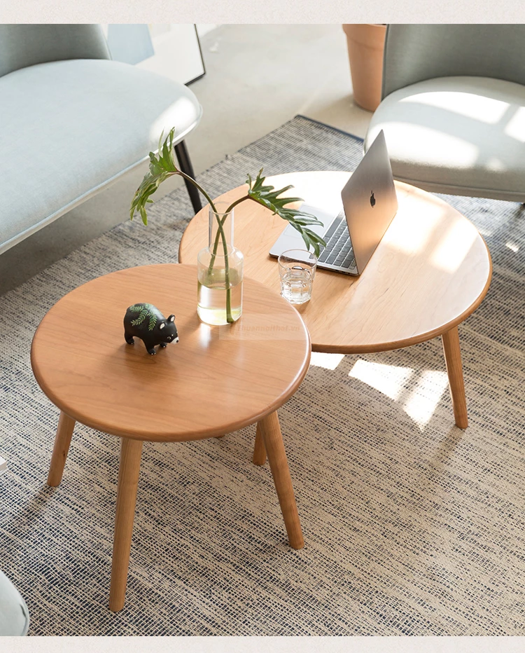 Bàn Trà Tròn Để Cạnh Sofa Bo Tròn Hiện Đại Haigo BT335
