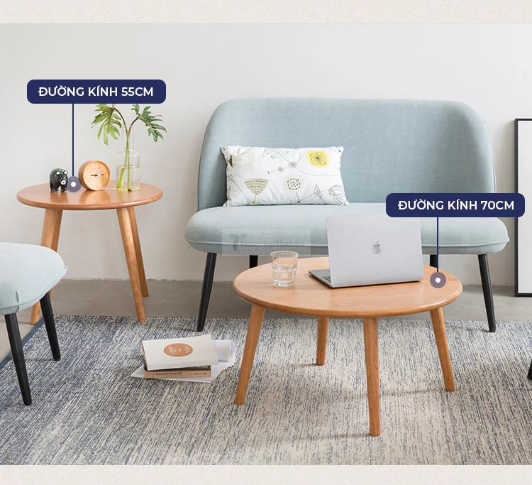 Bàn Trà Tròn Để Cạnh Sofa Bo Tròn Hiện Đại Haigo BT335