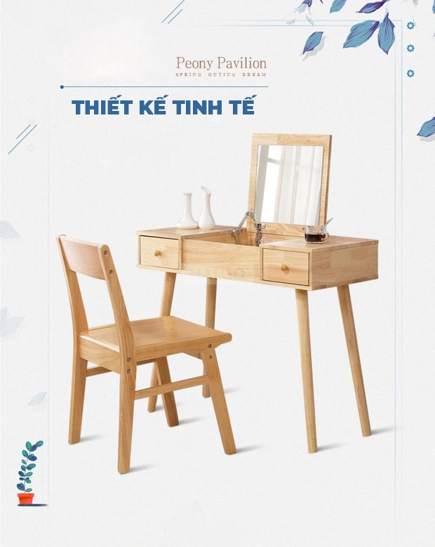 Bàn Trang Điểm Đa Năng Gỗ Tự Nhiên Haigo BTD221