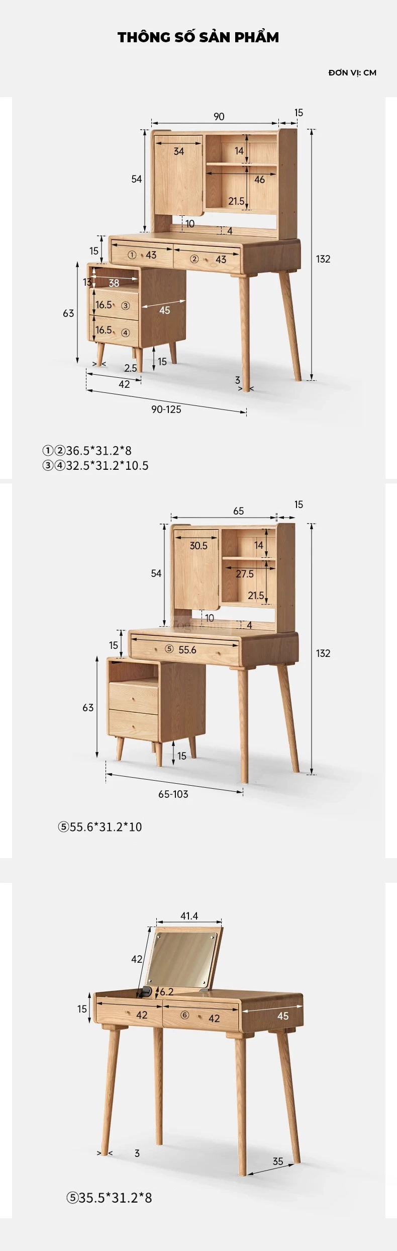 Bàn Trang Điểm Gỗ Tự Nhiên Cao Cấp Togismart TDM152 mang thiết kế hiện đại, sang trọng, phù hợp không gian phòng ngủ tinh tế. Chất liệu gỗ tự nhiên bền chắc, chống cong vênh, kết hợp gương và ngăn kéo tiện lợi, giúp bạn sắp xếp đồ gọn gàng và tạo điểm nhấn đẳng cấp cho căn phòng.