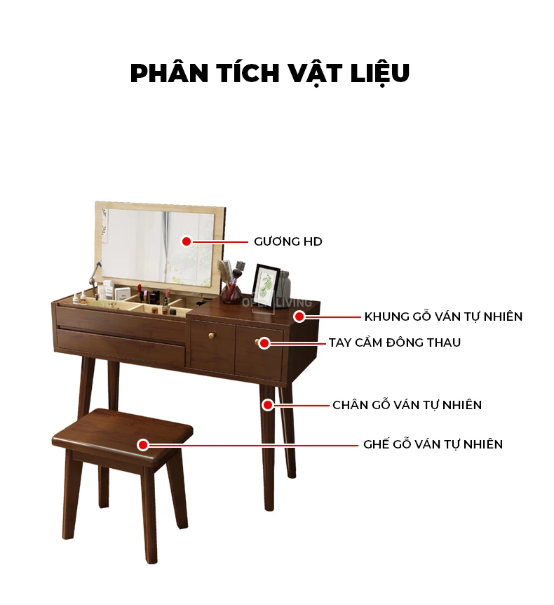 Bàn trang điểm gỗ tự nhiên gương chữ nhật tinh tế đơn giản OpenLiving OTĐ 021 mang đến vẻ đẹp thanh lịch và hiện đại. Chất liệu gỗ tự nhiên bền bỉ, thiết kế gương chữ nhật tinh tế, tạo không gian trang điểm gọn gàng và thẩm mỹ. Lựa chọn hoàn hảo cho phòng ngủ phong cách.