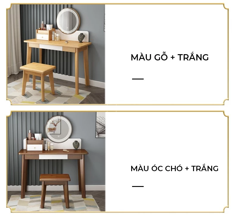 Bàn trang điểm gỗ tự nhiên gương tròn tinh tế đơn giản OpenLiving OTĐ 020 mang đến vẻ đẹp thanh lịch và hiện đại. Chất liệu gỗ tự nhiên bền bỉ, thiết kế gương tròn tinh tế, tạo không gian trang điểm gọn gàng và thẩm mỹ. Lựa chọn hoàn hảo cho phòng ngủ phong cách