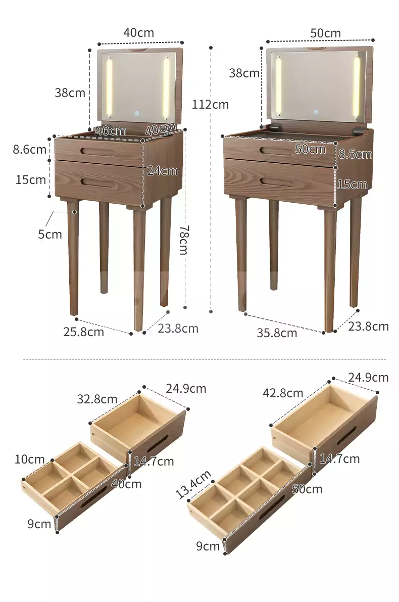 Bàn Trang Điểm Gỗ Tự Nhiên Nhỏ Gọn Haigo BTD017