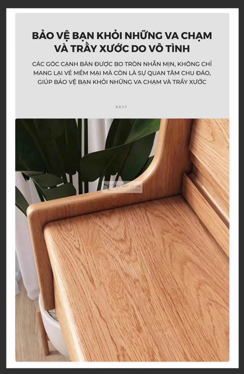 thiết kế gờ tinh tế của Bàn trang điểm gỗ tự nhiên thiết kế lưu trữ đa năng BR171