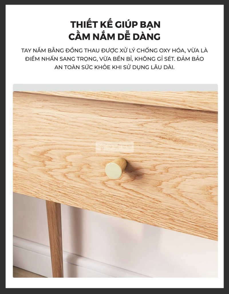 thiết kế tay cầm tinh tế của Bàn trang điểm gỗ tự nhiên thiết kế lưu trữ đa năng BR171