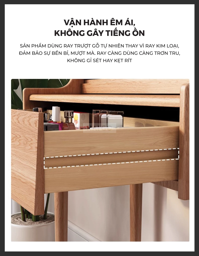 Bàn Trang Điểm Gỗ Tự Nhiên Thông Minh Haigo BTD384