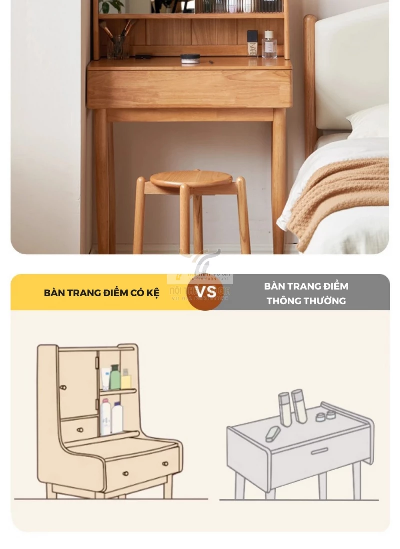 ưu điểm của Bàn trang điểm gỗ tự nhiên tích hợp gương hiện đại BR166