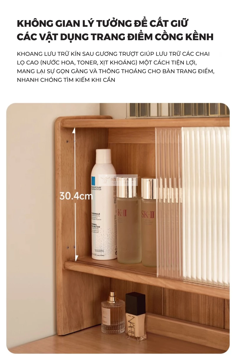 thiết kế không gian khoa học của Bàn trang điểm gỗ tự nhiên tích hợp gương hiện đại BR166