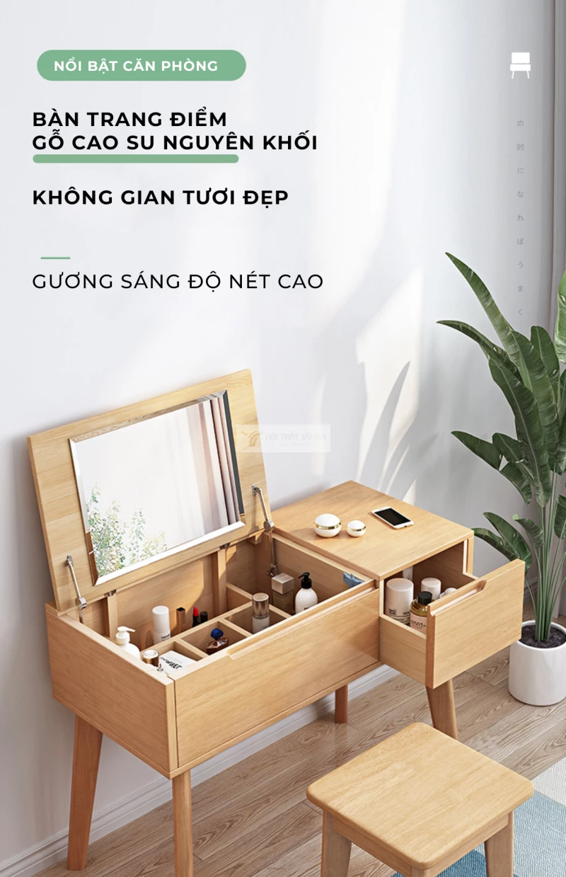 Bàn trang điểm gỗ tự nhiên tối giản BR112