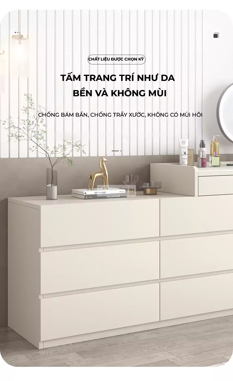 Bàn trang điểm kết hợp tủ ngăn kéo tiện lợi BR94 sử dụng chất liệu cao cấp